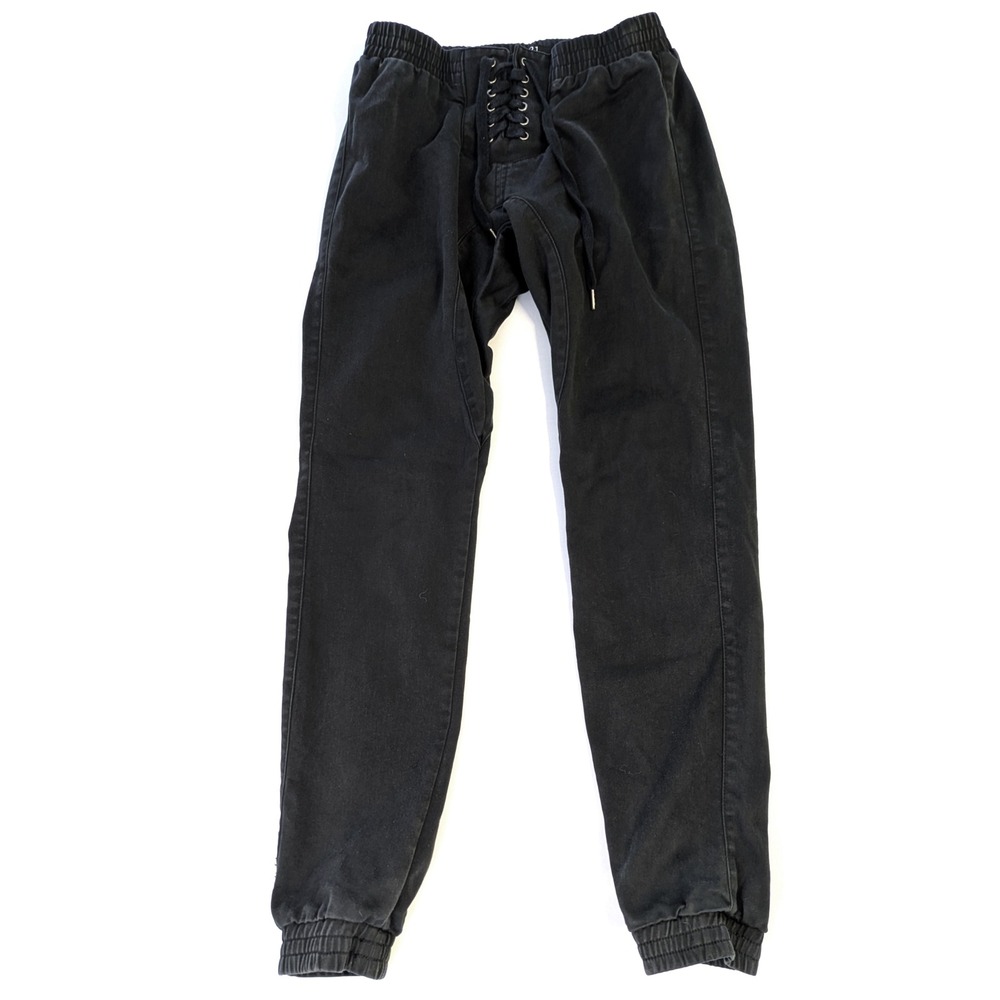 Rue21 Black Lace Up Corset Front Jogger Pants Womens Small Elastic Waist Cuffs